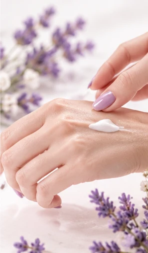Zadbane dłonie z lawendowym manicure